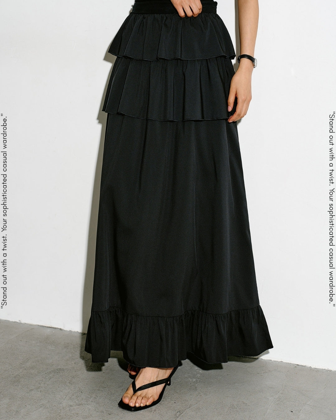 tiered a-line long skirt【NINE0338】