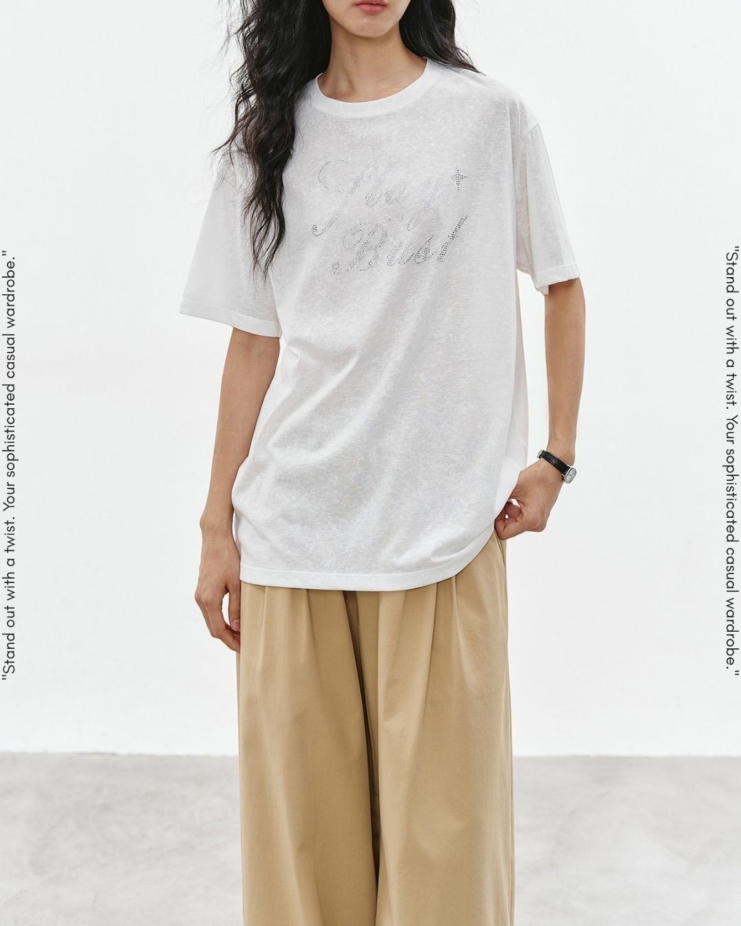 rhinestone logo t-shirt 2color【NINE0306】