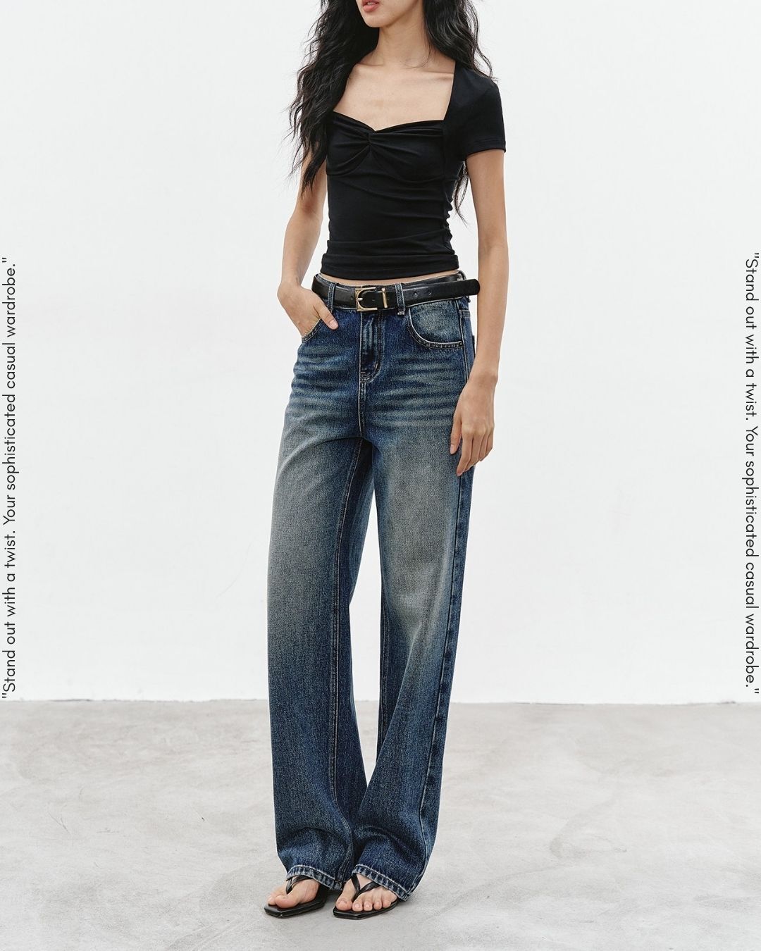 wash-finished straight leg denim pants【NINE0323】
