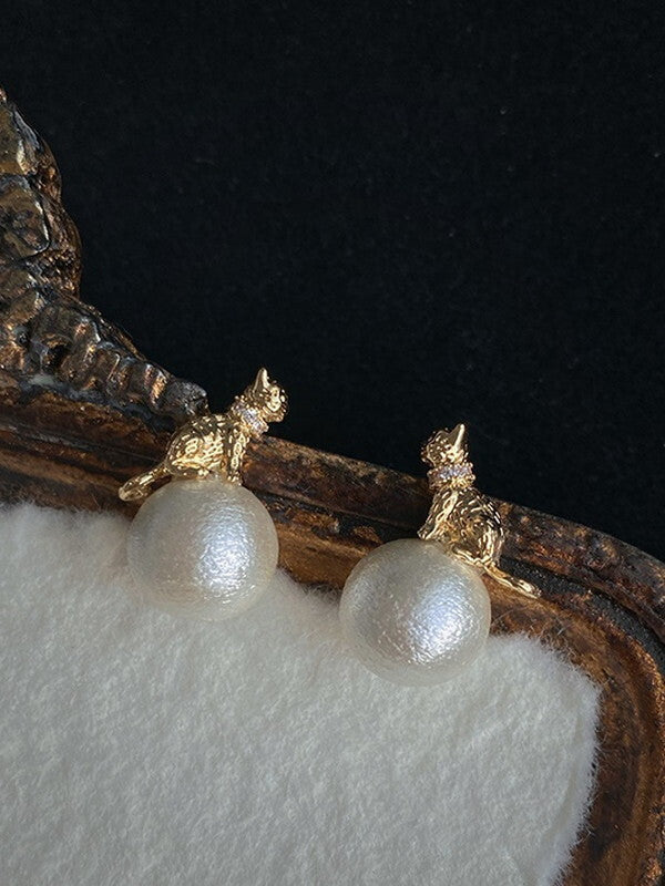 peart feminine cat pierced＆earrings【NINE6699】