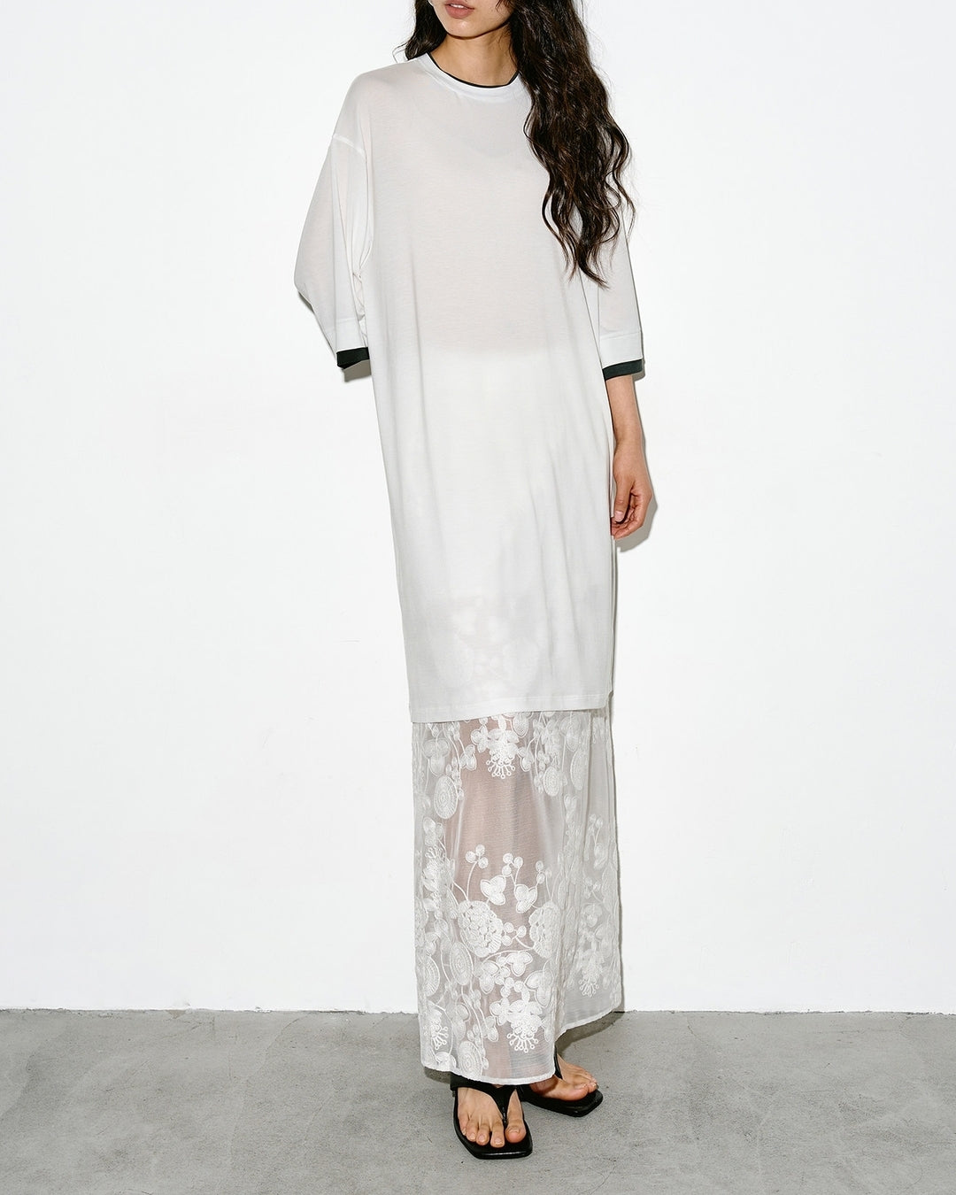 lace sheer long skirt【NINE0346】