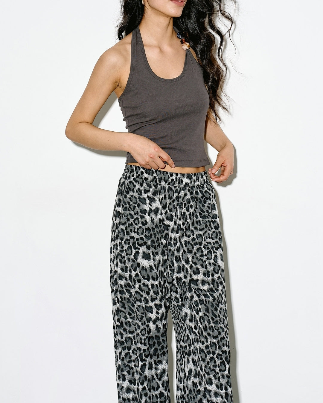 leopard print wide leg pants【NINE0341】