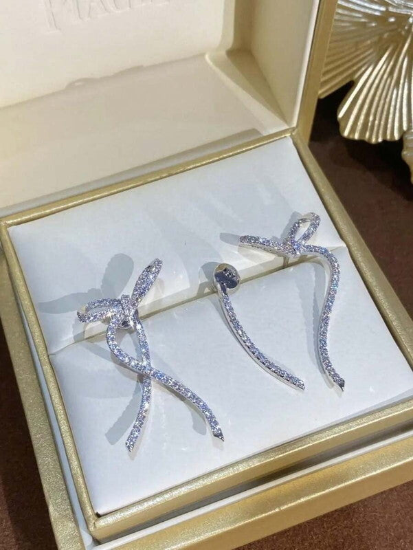 ribbon rhinestone cute stud-pierced【NINE-S8714】