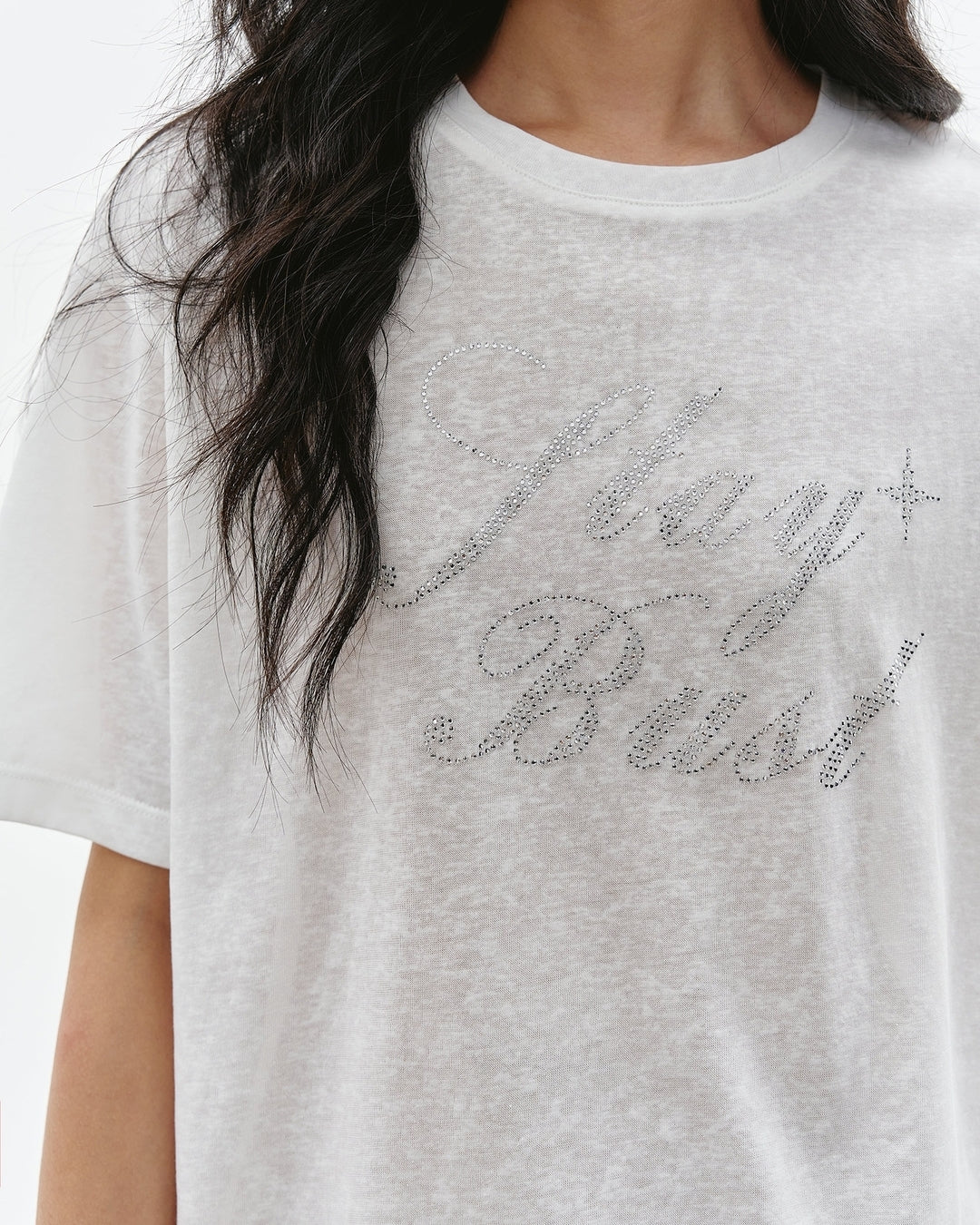 rhinestone logo t-shirt 2color【NINE0306】